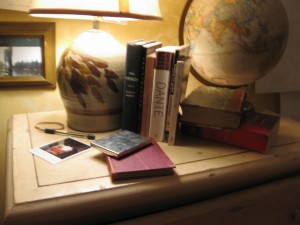 Books, globe, props