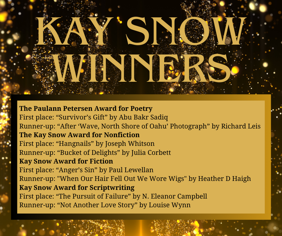 Kay Snow Winners, listed in website text