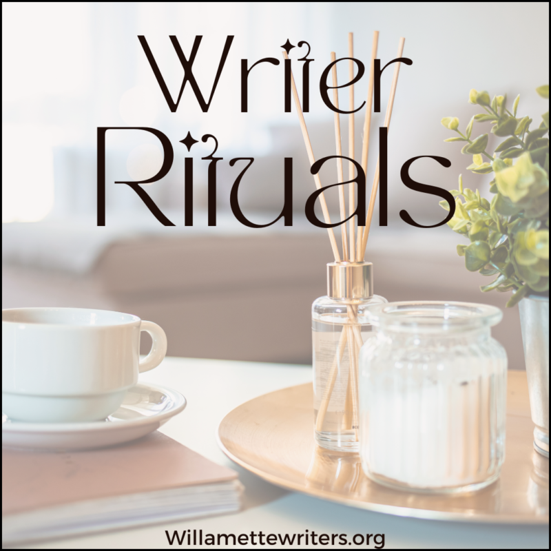 Writer Rituals image with coffee, candles and incense